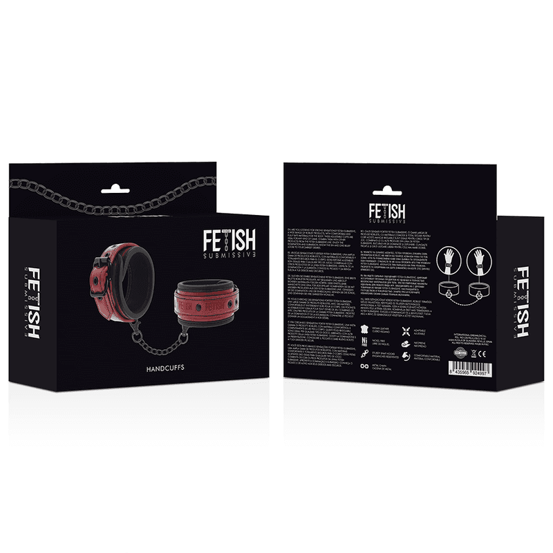 FETISH SUBMISSIVE DARK ROOM - VEGAN LEATHER HANDCUFFS WITH NEOPRENE LINING thumb 7