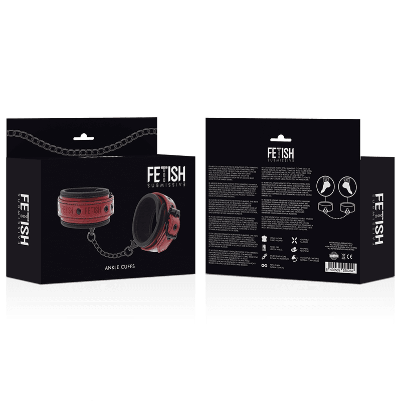 FETISH SUBMISSIVE DARK ROOM - VEGAN LEATHER ANKLE HANDCUFFS WITH NEOPRENE LINING thumb 8