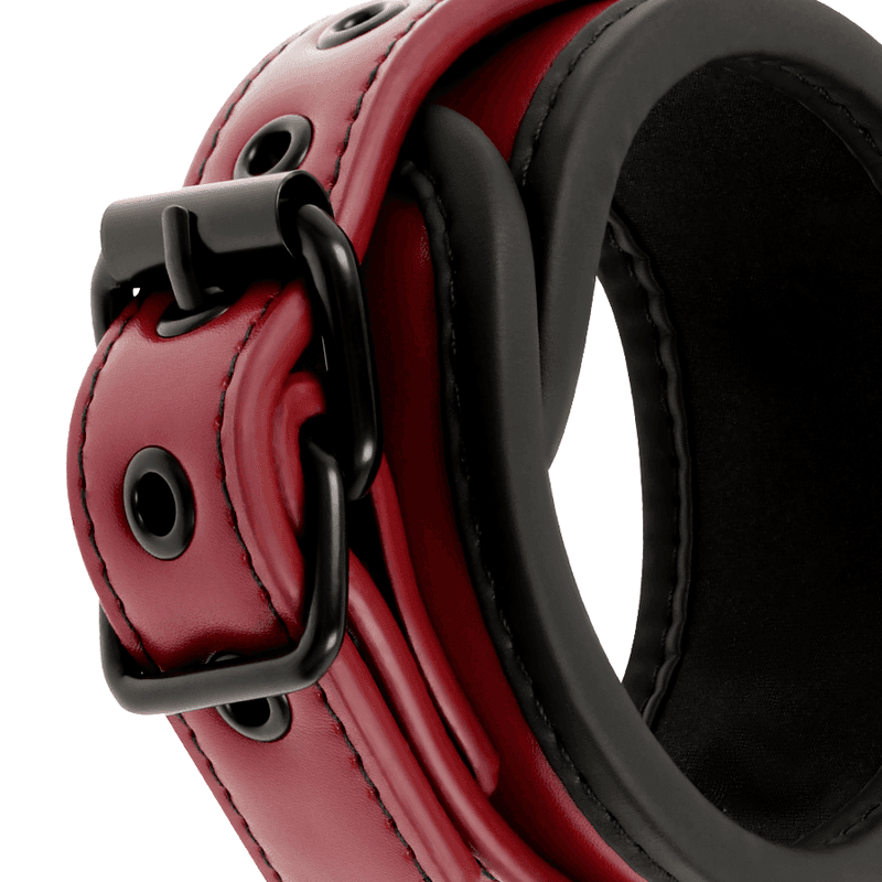FETISH SUBMISSIVE DARK ROOM - VEGAN LEATHER ANKLE HANDCUFFS WITH NEOPRENE LINING thumb 5