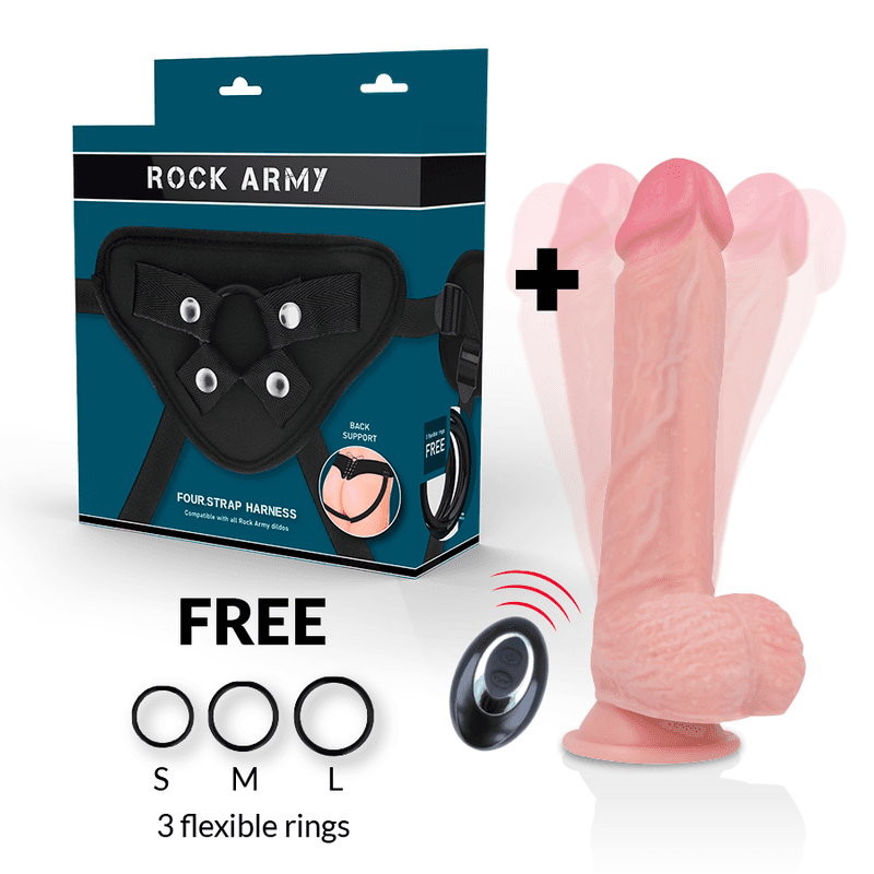 ROCKARMY - HARNESS + LIQUID SILICONE VIBRATOR PREMIUM APACHE REMOTE CONTROL 20.5 CM -O- 4.62 CM thumb 2