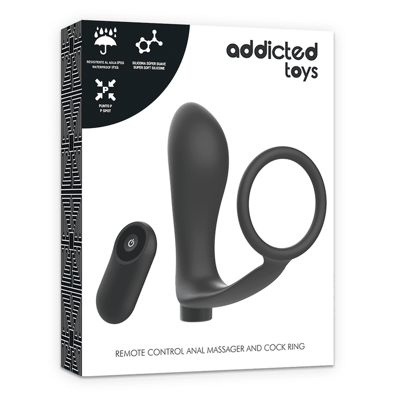 ADDICTED TOYS - PENIS RING WITH REMOTE CONTROL ANAL PLUG BLACK RECHARGEABLE thumb 7